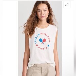 Women’s SUNDRY NWT Cream Pickleball Club Short Sleeve Muscle T-Shirt-Sz XL